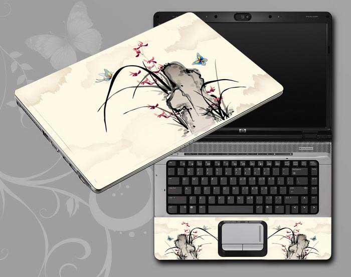 decal Skin for TOSHIBA Satellite L735 Chinese ink painting Mountains, grass, butterflies. laptop skin