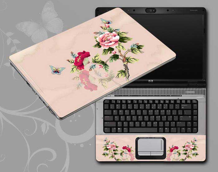 decal Skin for TOSHIBA Satellite L755-S5216 Chinese ink painting Peony Flower, Butterfly floral laptop skin