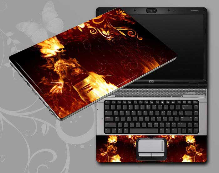 decal Skin for SAMSUNG Chromebook Series 5 Titan Silver 3G Model XE550C22-A01US Flame Indian, Flowers floral laptop skin