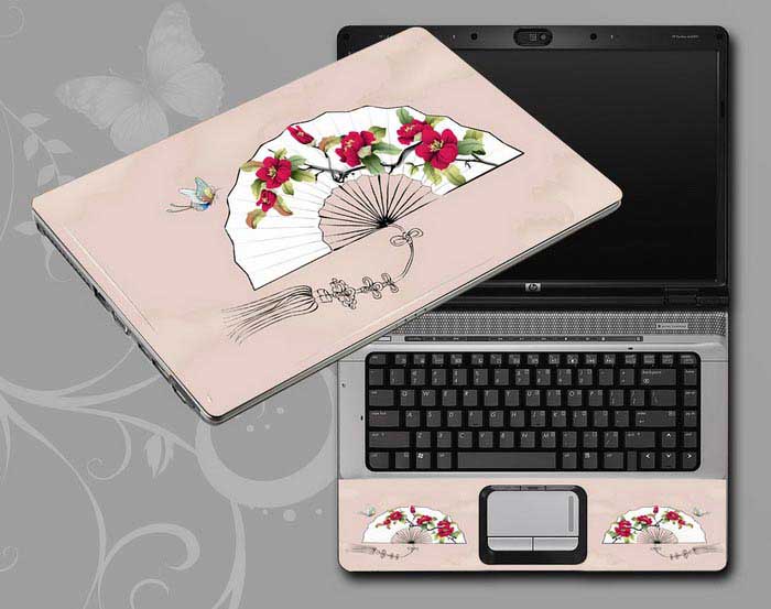 decal Skin for TOSHIBA Satellite L755-S5216 Chinese ink painting Paper fan, butterfly, flower floral laptop skin