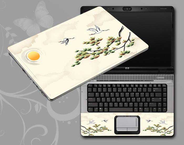 decal Skin for APPLE Aluminum Macbook pro Chinese ink painting Sun, Pine, Bird laptop skin