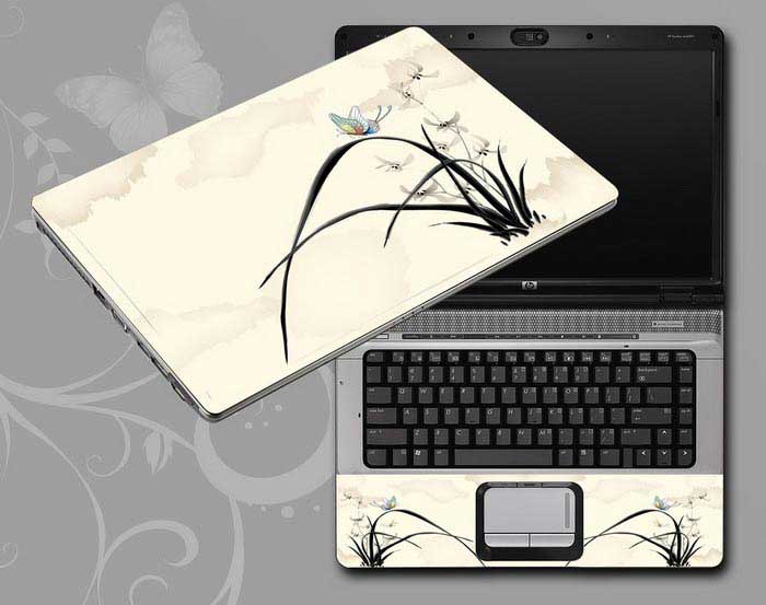 decal Skin for APPLE Aluminum Macbook pro Chinese ink painting Flowers, grass, butterflies floral laptop skin