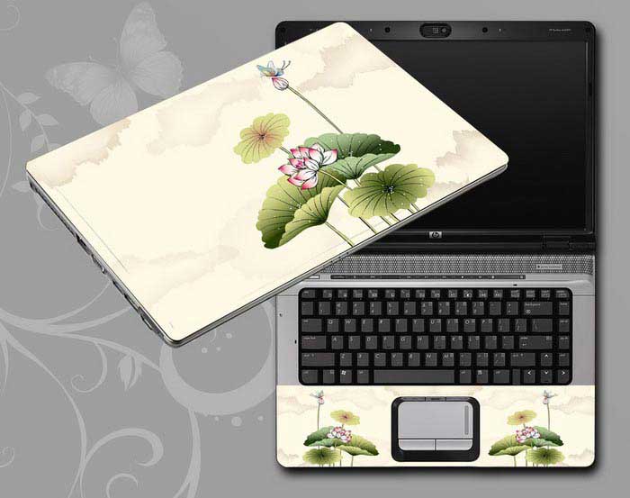 decal Skin for APPLE Macbook pro Chinese ink painting Lotus leaves, lotus, butterfly laptop skin