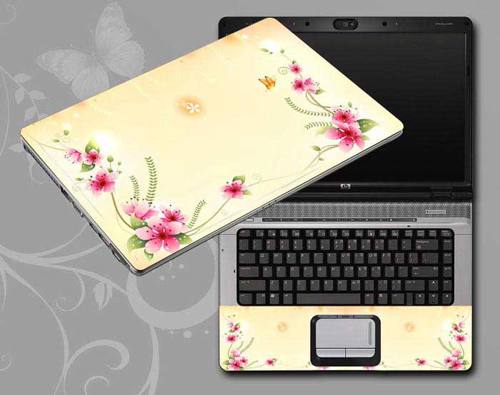 decal Skin for SAMSUNG Chromebook Series 5 Titan Silver 3G Model XE550C22-A01US Vintage Flowers, Butterflies floral laptop skin
