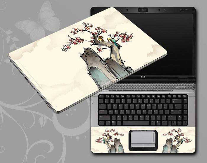 decal Skin for DELL Latitude 7520 Chinese ink painting Mountains, trees, flowers, birds floral  flower laptop skin