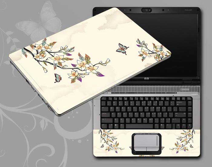 decal Skin for ASUS Zenbook UX303UA-DH51T Chinese ink painting Flowers, butterflies. floral  flower laptop skin