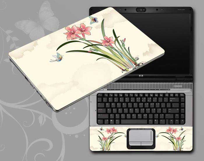 decal Skin for DELL Latitude 5520 Chinese ink painting Flowers, butterflies, grass floral   flower laptop skin