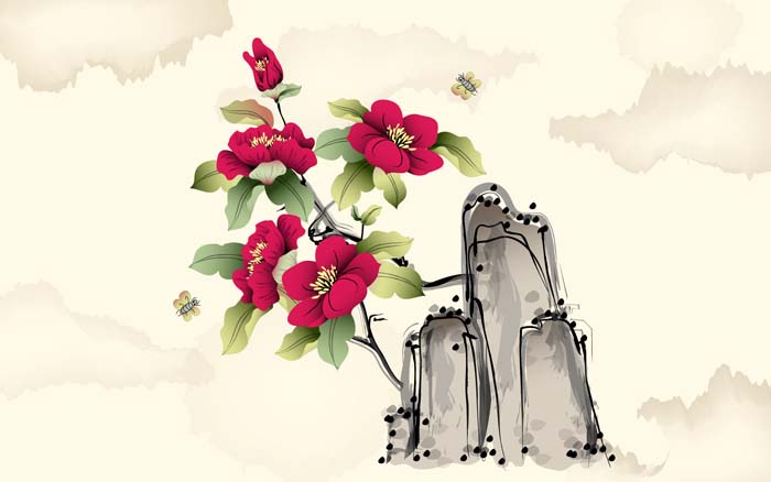 Chinese ink painting Flowers on the mountain floral Mouse pad for LENOVO B575e 