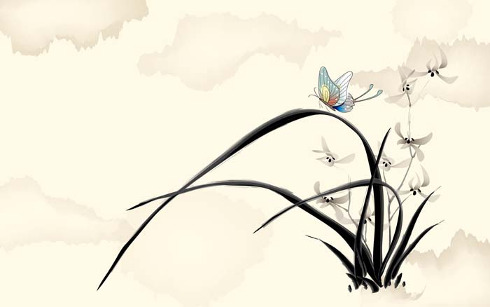 Chinese ink painting Flowers, grass, butterflies floral Mouse pad for TOSHIBA Satellite L735 