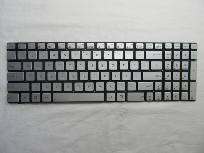 laptop Keyboard for ASUS R552J R552JK R552JV R552LF Q550L Q550LF N550 N550J N550JA N550JK N550JV N550LF N750 N750J N750JK N750JV Q550 Q550L Q550LF Series Backlit US Silver 