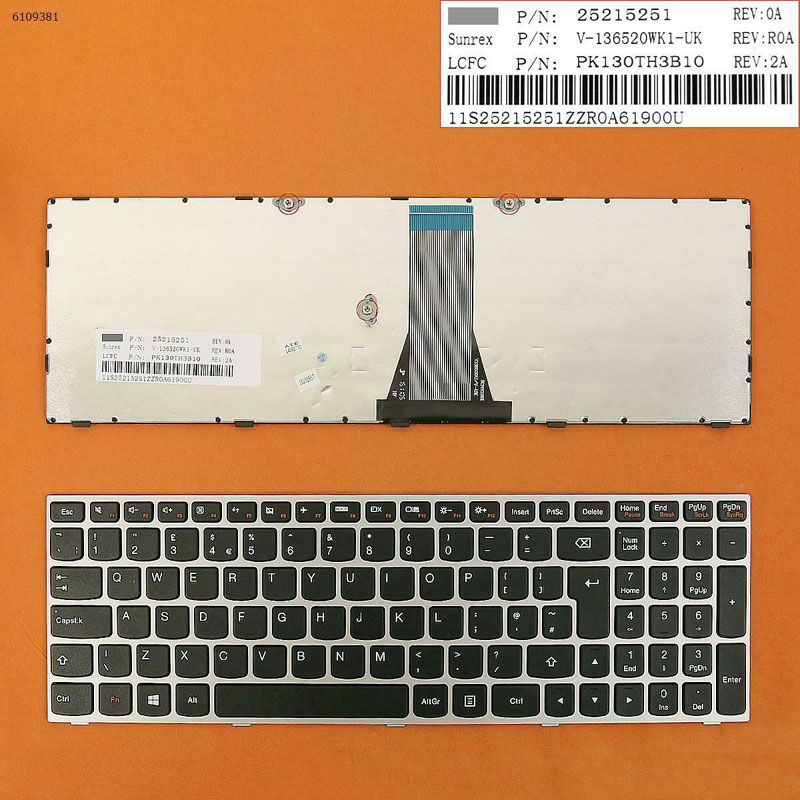 UK Laptop keyboard for LENOVO G50 G50-30 G50-45 G50-70 G50-80 SILVER FRAME BLACK win8 (PK130TH3B10) 