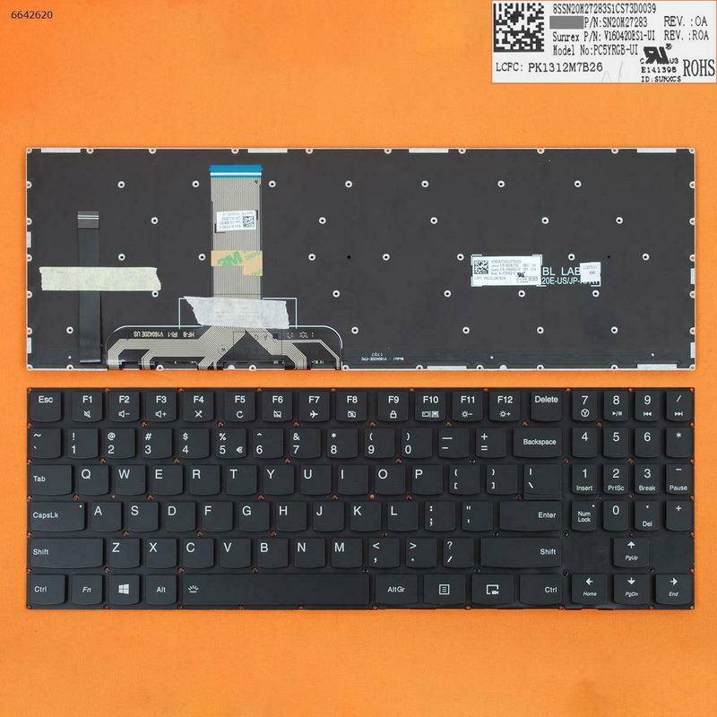 laptop Keyboard for Lenovo Legion Y720 BLACK(Full Colorful Backlit,Win8) US 