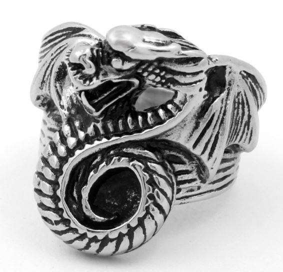 316L stainless steel wing dragon ring