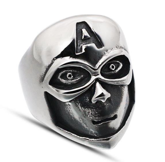 316L Stainless steel glossy letter A skull ring