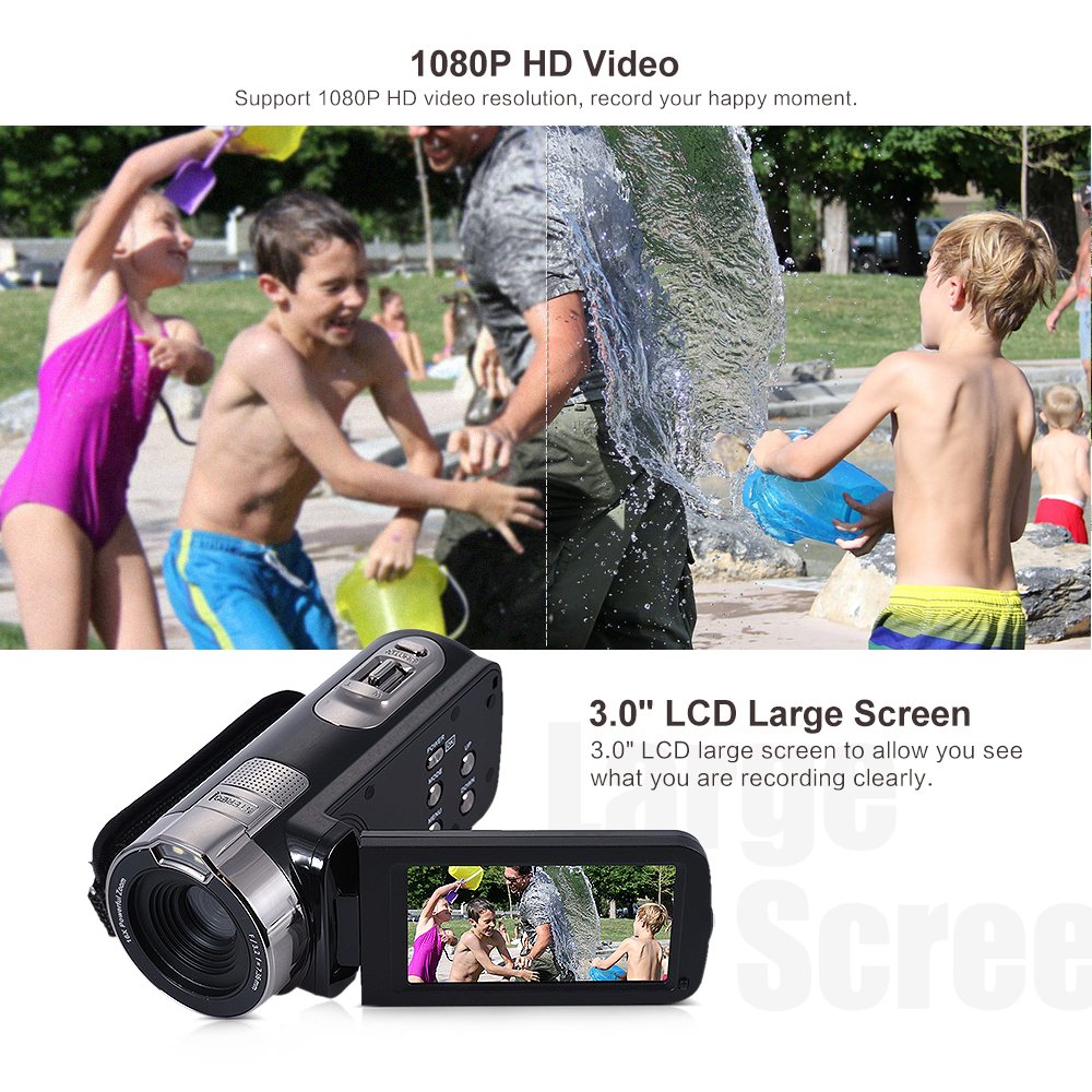 Digital Video Camera HDV-302P 24MP 1080P Full HD Digital Camera 16X Digital Zoom 3.0 Inch Anti-shake 3.0MP CMOS DV Camcorder