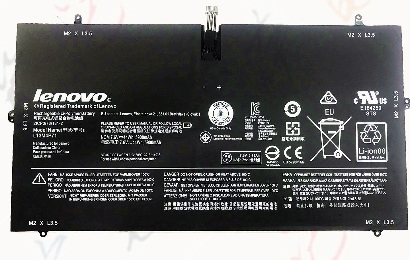 Genuine Replace Lenovo L13M4P71 Battery For Lenovo Yoga 3 Pro 1370 7.6V 44Wh