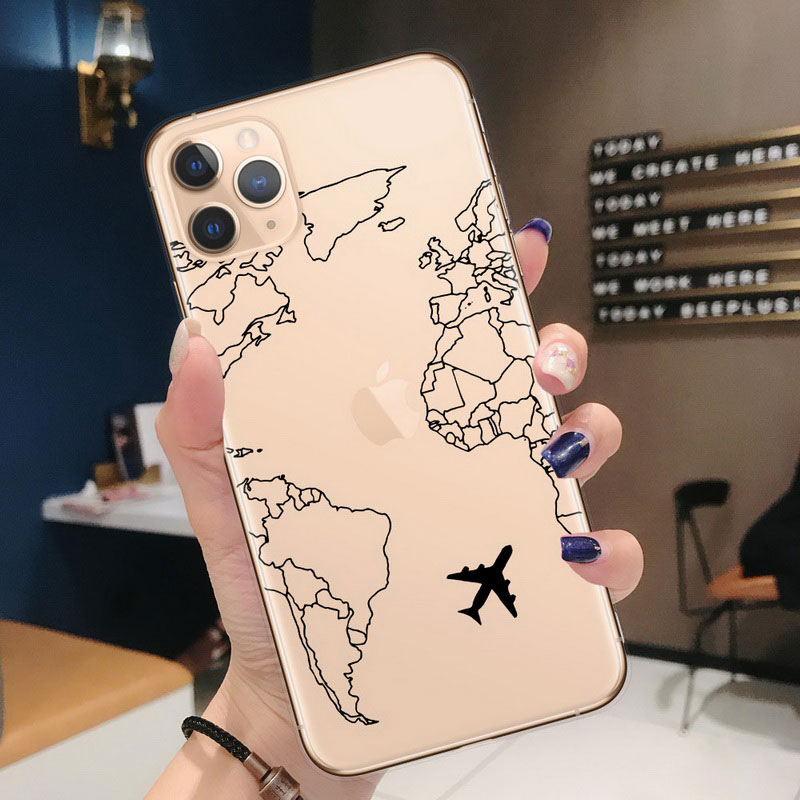 Mobile cell phone case cover for APPLE iPhone 12 Pro Max World Map Travel Just Go Soft TPU plane Cover 