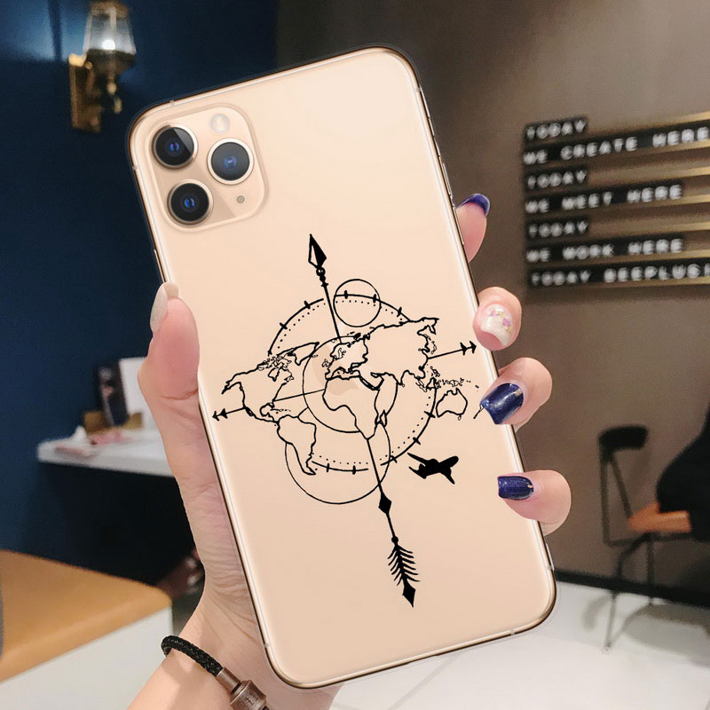 Mobile cell phone case cover for APPLE iPhone 12 World Map Travel Just Go Soft TPU plane Cover 