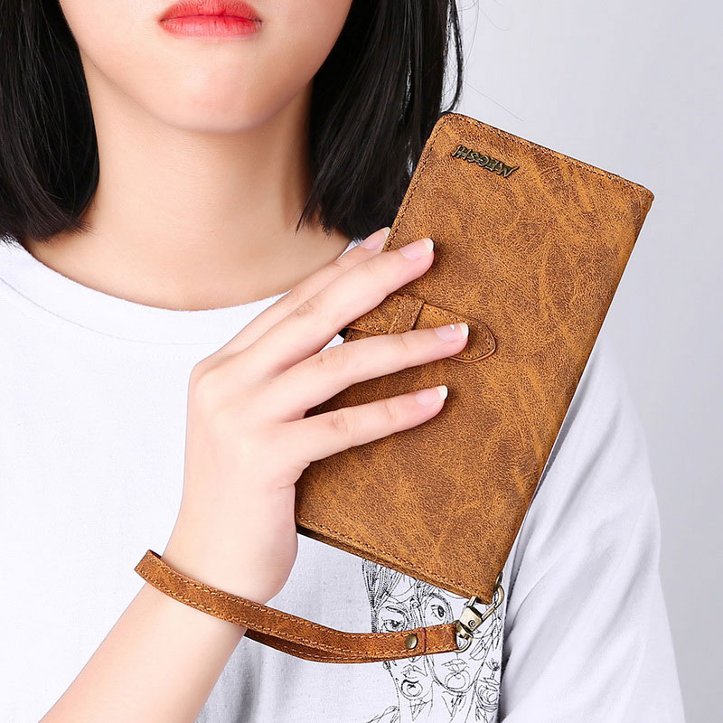 Mobile cell phone case cover for XIAOMI Redmi Note 9 Wallet Leather Simple handbag with hand strap 