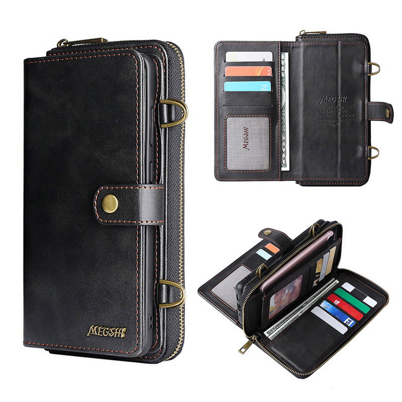 Mobile cell phone case cover for XIAOMI Mi 10 Pro Wallet Flip Leather handbag with shoulder strap 