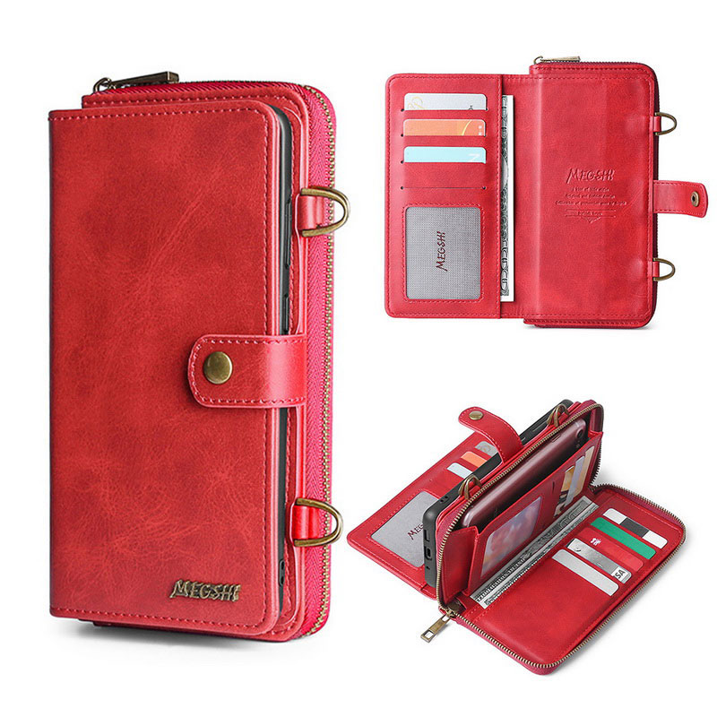 Mobile cell phone case cover for XIAOMI Redmi Note 9 Wallet Flip Leather handbag with shoulder strap 