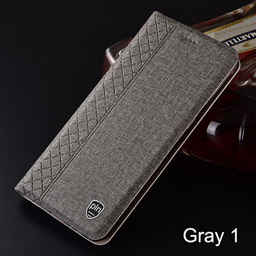 Mobile cell phone case cover for LG Q50 Plaid style Canvas pattern Leather Flip Cover 