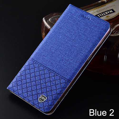 Mobile cell phone case cover for LG G8s Plaid style Canvas pattern Leather Flip Cover 