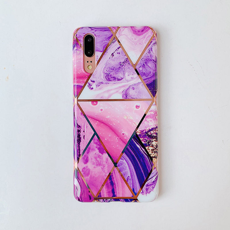 Mobile cell phone case cover for HUAWEI Mate 30 Lite Electroplate Geometric Marble Anti-Shock Soft Back  
