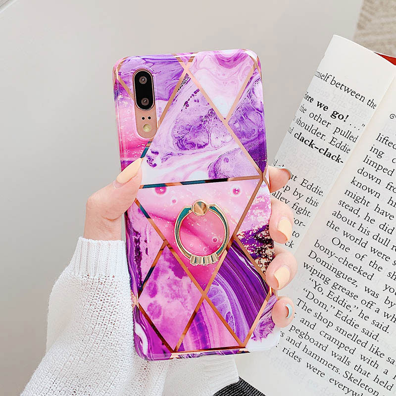Mobile cell phone case cover for HUAWEI Mate 20 Lite Electroplate Geometric Marble Anti-Shock Soft Back  