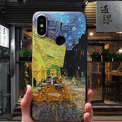 Mobile cell phone case cover for XIAOMI Mi A1 Van Gogh Starry sky Embossed Silicone Cover 
