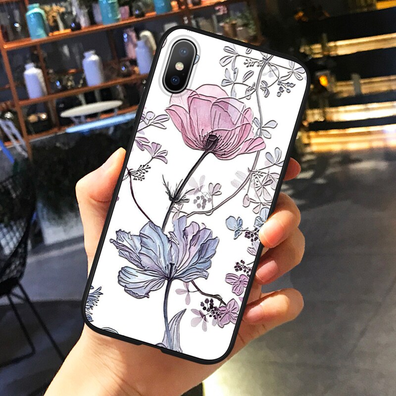 Mobile cell phone case cover for SAMSUNG Galaxy A50 3D Emboss Flower Case 