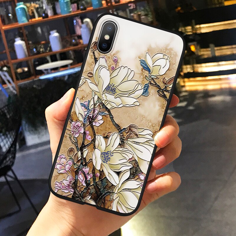 Mobile cell phone case cover for SAMSUNG Galaxy A30 3D Emboss Flower Case 