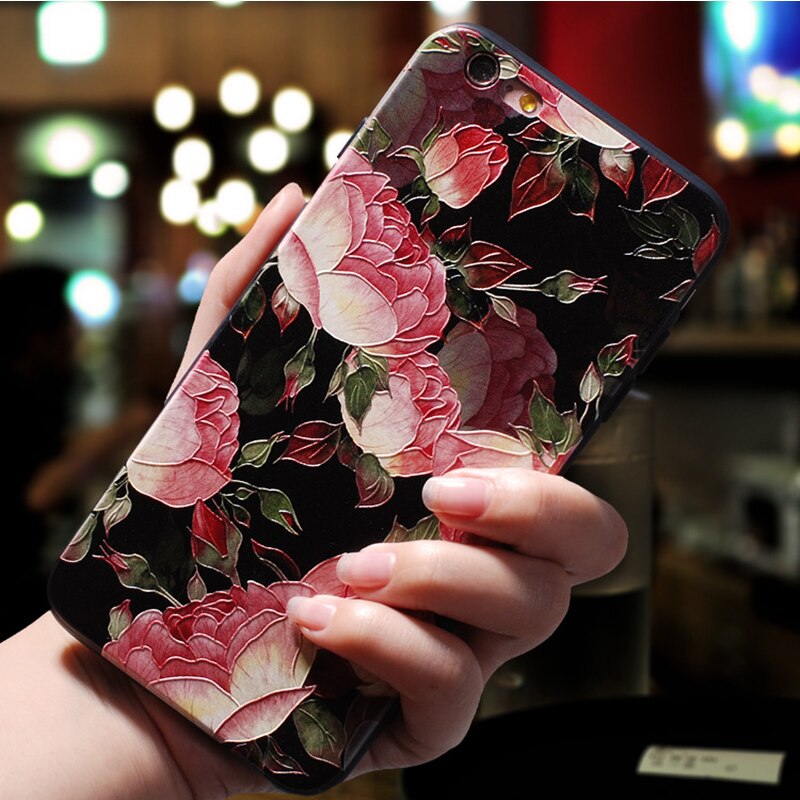 Mobile cell phone case cover for SAMSUNG Galaxy A7 2018 A750F 3D Emboss Flower Case 