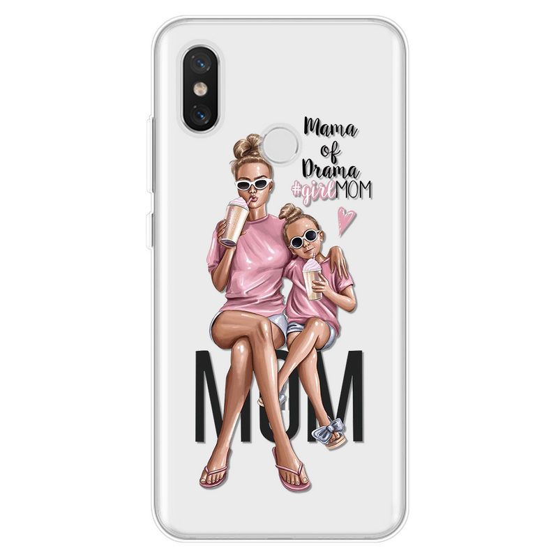 Mobile cell phone case cover for XIAOMI Redmi 6A Black Brown Hair Baby boy,Girl and Mom mother day Case xiaomi phone case cover 