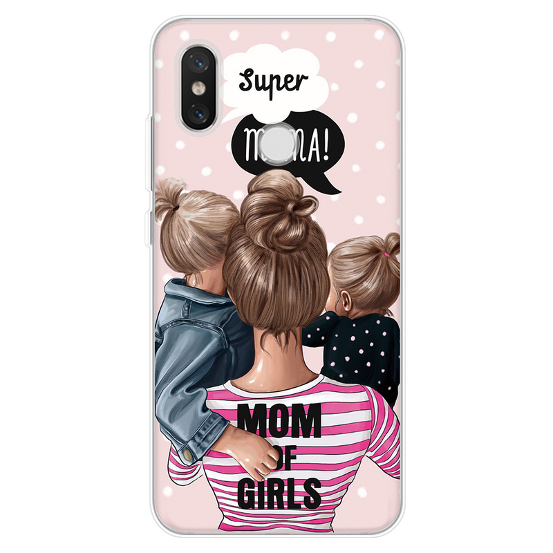 Mobile cell phone case cover for XIAOMI Redmi 6 Black Brown Hair Baby boy,Girl and Mom mother day Case xiaomi phone case cover 