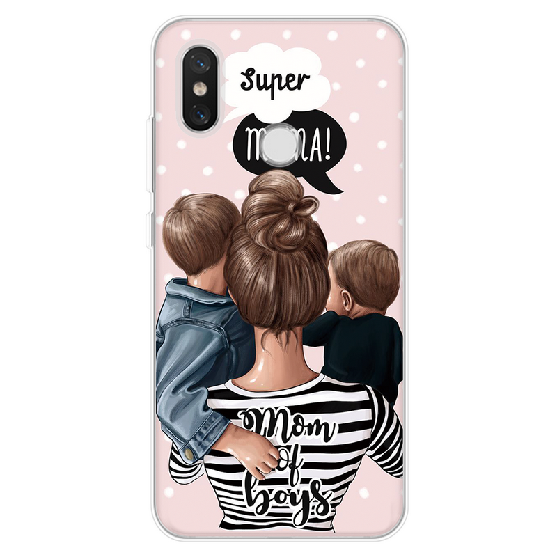 Mobile cell phone case cover for XIAOMI Redmi Note 7 Black Brown Hair Baby boy,Girl and Mom mother day Case xiaomi phone case cover 