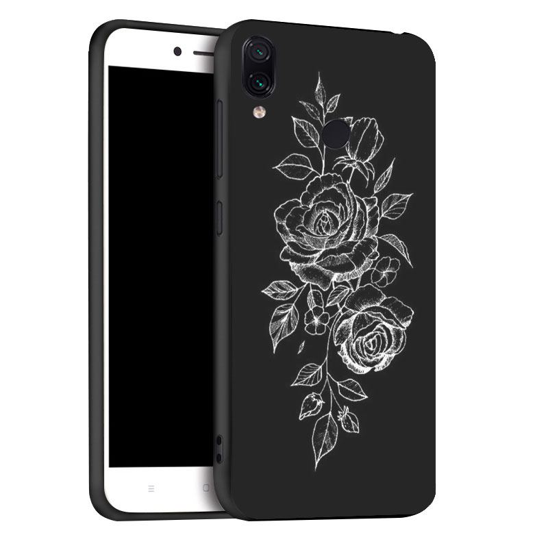 Mobile cell phone case cover for XIAOMI Redmi Note 8 Pro 3D DIY Painted Black Silicon Soft TPU CaseDeer, flowers, love, fingers, hugs 