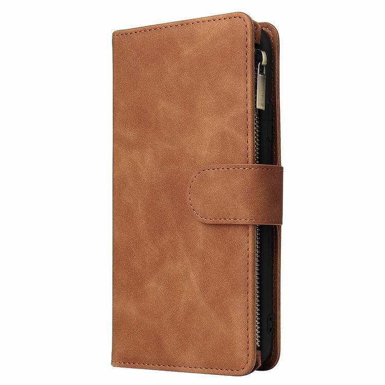 Mobile cell phone case cover for SAMSUNG Galaxy Note 10 Plus Multi-functional zipper leather sleeve max card holder wallet lanyard solid color 