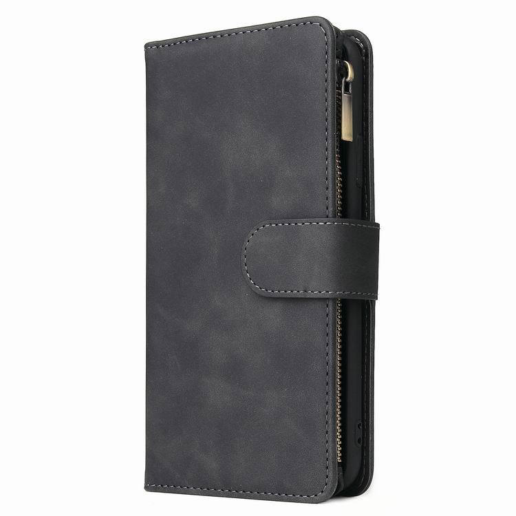 Mobile cell phone case cover for SAMSUNG Galaxy A7 2018 A750F Multi-functional zipper leather sleeve max card holder wallet lanyard solid color 