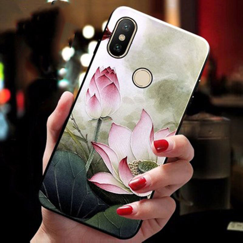 Mobile cell phone case cover for XIAOMI Mi 8 lite 3D Oil Painting Emboss Case Soft TPU 