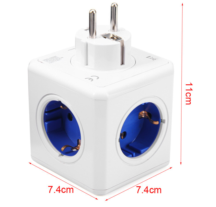 Allocacoc Smart Home PowerCube Socket EU Plug 4 Outlets 2 USB Ports Adapter Power Strip Extension Adapter Multi Switched Socket EU plug