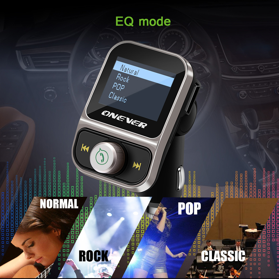 Onever FM Transmitter Wireless Bluetooth FM Modulator Handsfree Car Kit LCD Radio Audio Car MP3 Player 3.5mm AUX Adatper FLAC