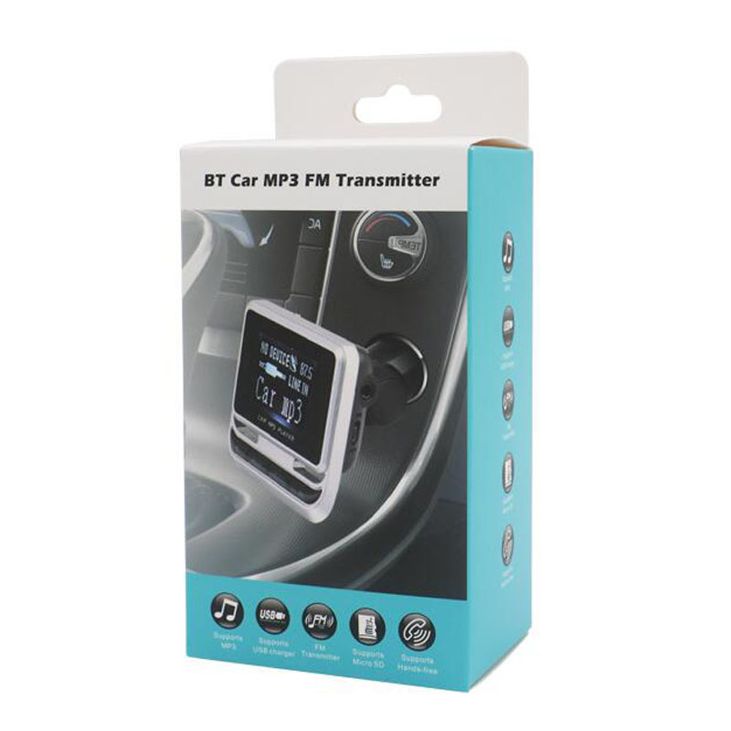Bluetooth Car Kit MP3 Player Handsfree Wireless FM Transmitter Radio Adapter USB Charger LCD Remote Control With Retail Box 2.0
