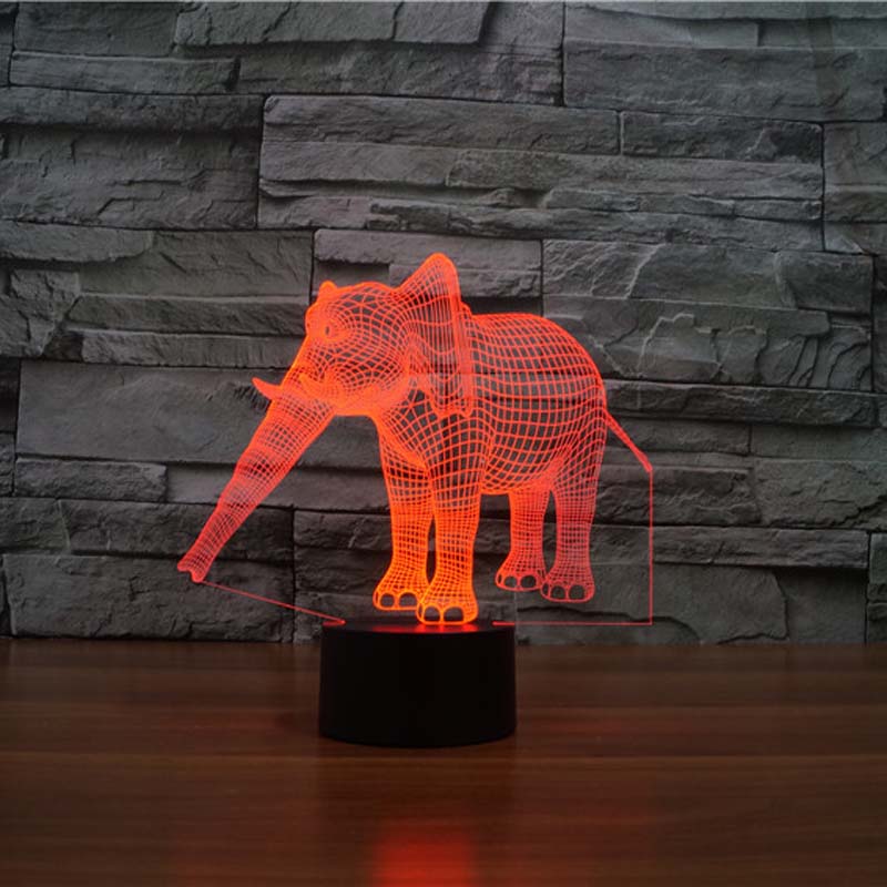 Amazing 3d Illusion Elephant Lamp LED Night Lights with 7 Colors Lamp as Home Decoration Cute Gifts for Boys Girls