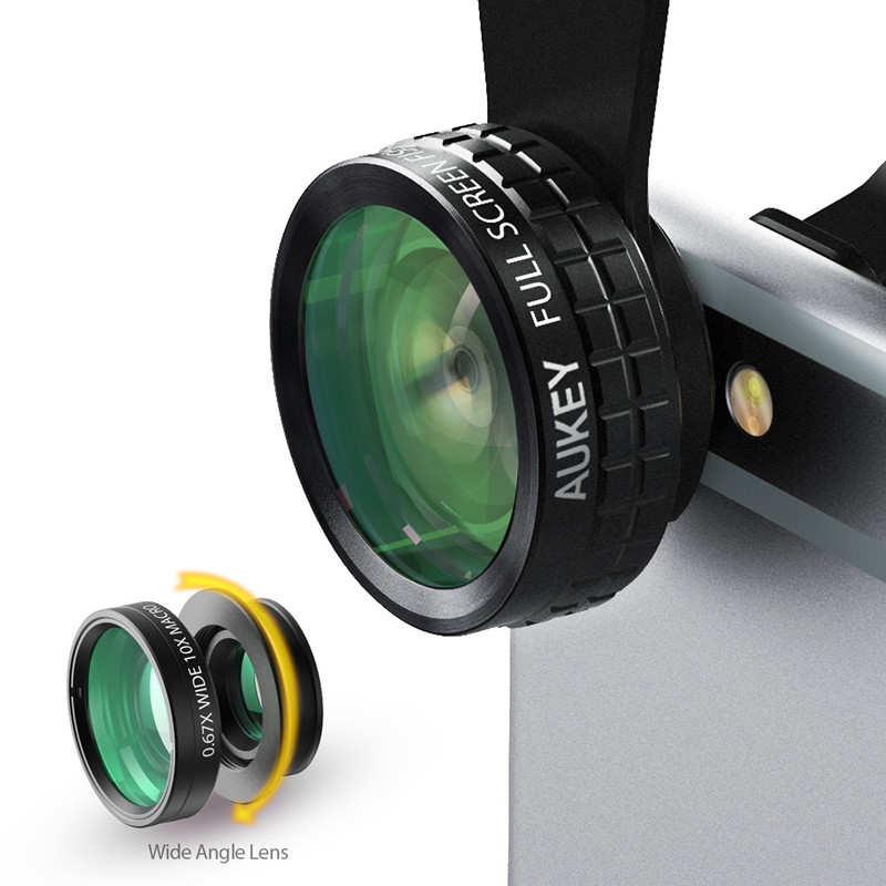 Mini Clip-on Optic Cell Phone Camera Lens Kit 180 Degree Fisheye Lens + 110 Degree Wide Angle + 10x Macro Lens for Phones