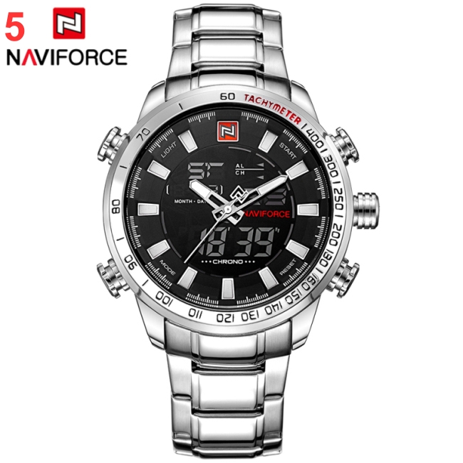 NAVIFORCE Top Brand Men Military Sport Watches Mens LED Analog Digital Watch Male Army Stainless Quartz Clock Relogio Masculino