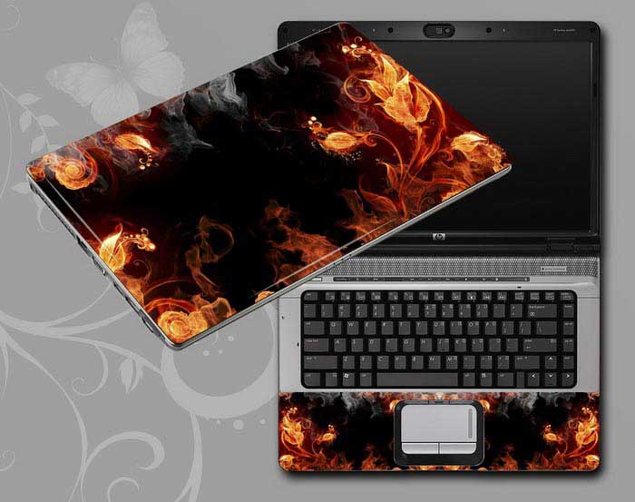 decal Skin for HP Pavilion x360 15-bk101ne Flame Flowers floral laptop skin