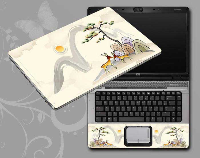 decal Skin for ASUS K551LB-XX179H Chinese ink painting mountain, fawn, pine tree laptop skin