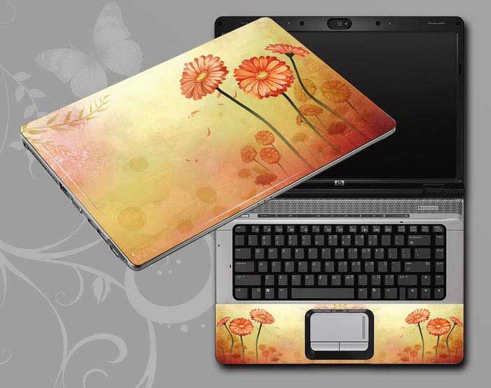 decal Skin for TOSHIBA Satellite L50-AST2NX3 Flowers, butterflies, leaves floral laptop skin
