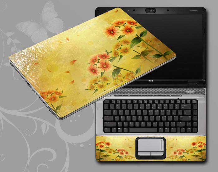 decal Skin for MSI WT72 2OM-1047 Flowers, butterflies, leaves floral laptop skin